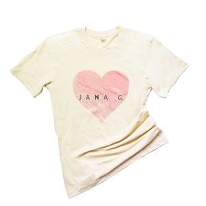 Jana G. Pink Heart Logo Short Sleeve T-Shirt NWOT